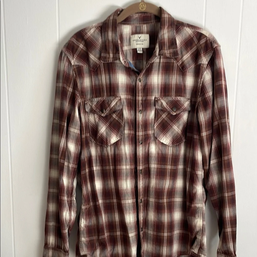 American eagle womens Casual Plaid Shirt - Picture 1 of 4
